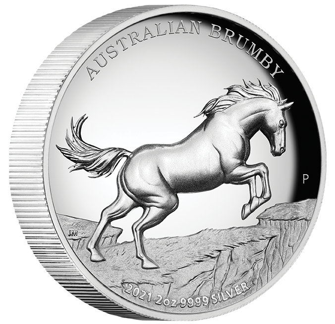 2 oz Silber High Relief Proof Australien Perth Mint " Brumby " in Kapsel 2021 - max. 1.000 Stk ( diff.besteuert nach §25a UStG )
