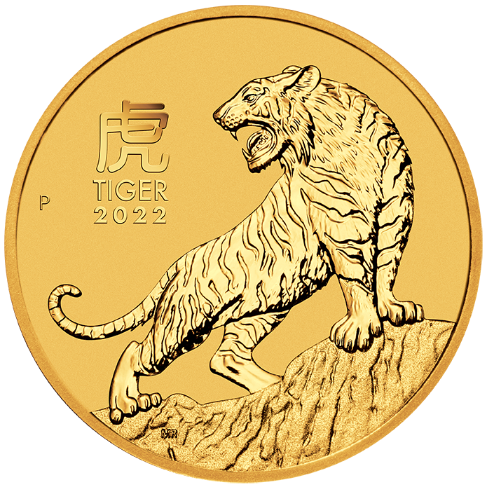 1/10 oz Gold Perth Mint " Lunar Tiger III 2022 " in Kapsel