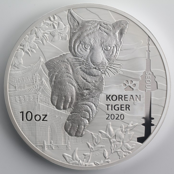 10 oz Silber Korea  Tiger in Kapsel 2020 - max Auflage 300