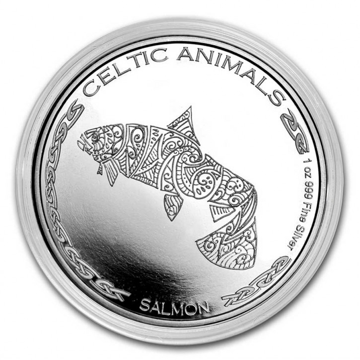 1 oz Silber Chad 2021 Celtic Animals Series Salmon / Lachs - max. Mintage 5.000 ( diff.besteuert nach §25a UStG )