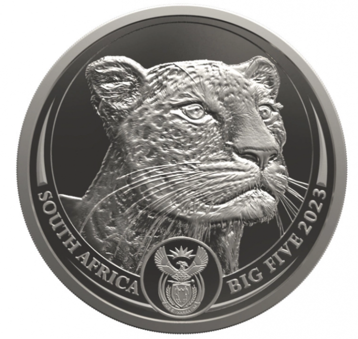 1 oz Platin Big Five Proof Leopard 2023 Südafrika in Box / COA