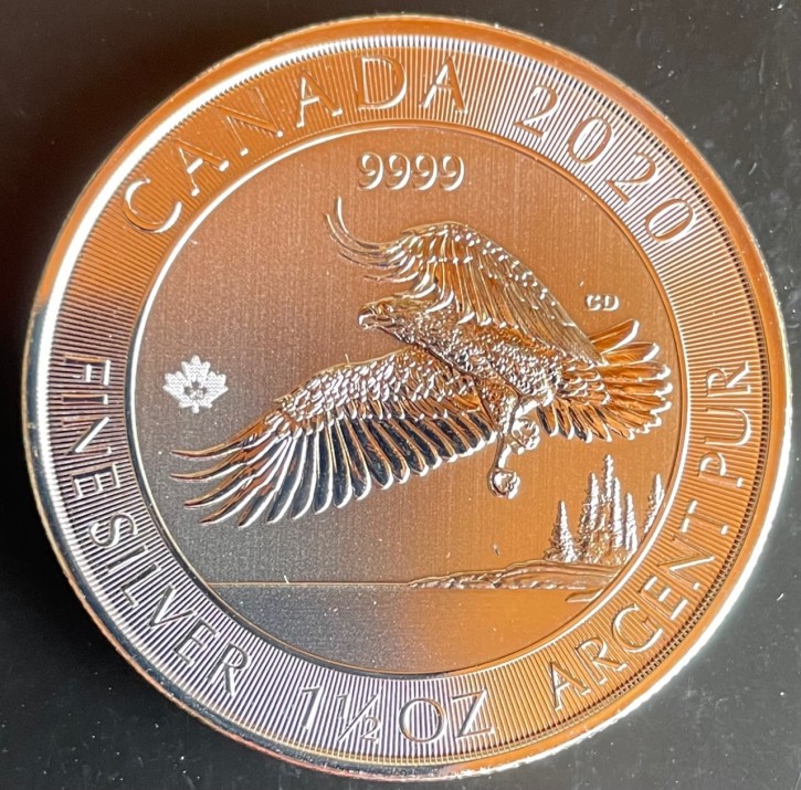 1,5 oz Silber Canada 2020 Bald Eagle ( diff.besteuert nach §25a UStG )