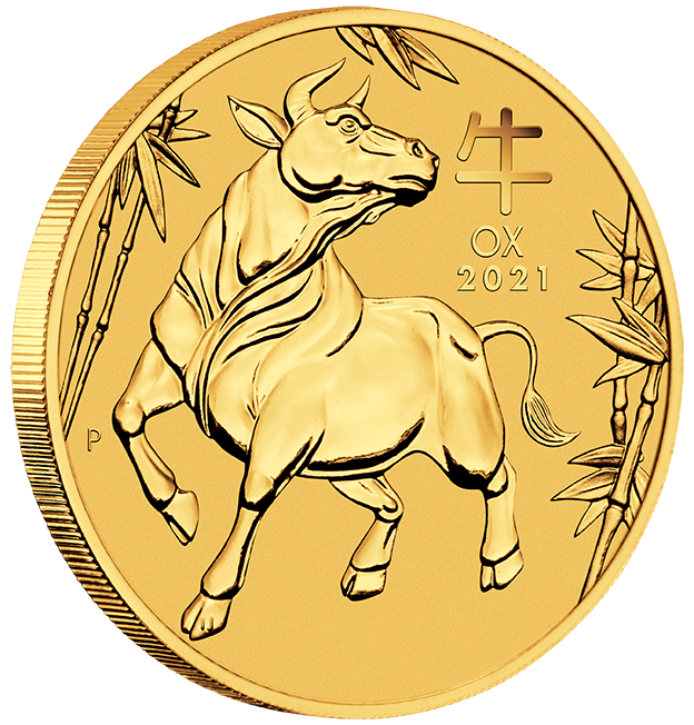 1/4 oz Gold Perth Mint Lunar III Ochse 2021 in Kapsel