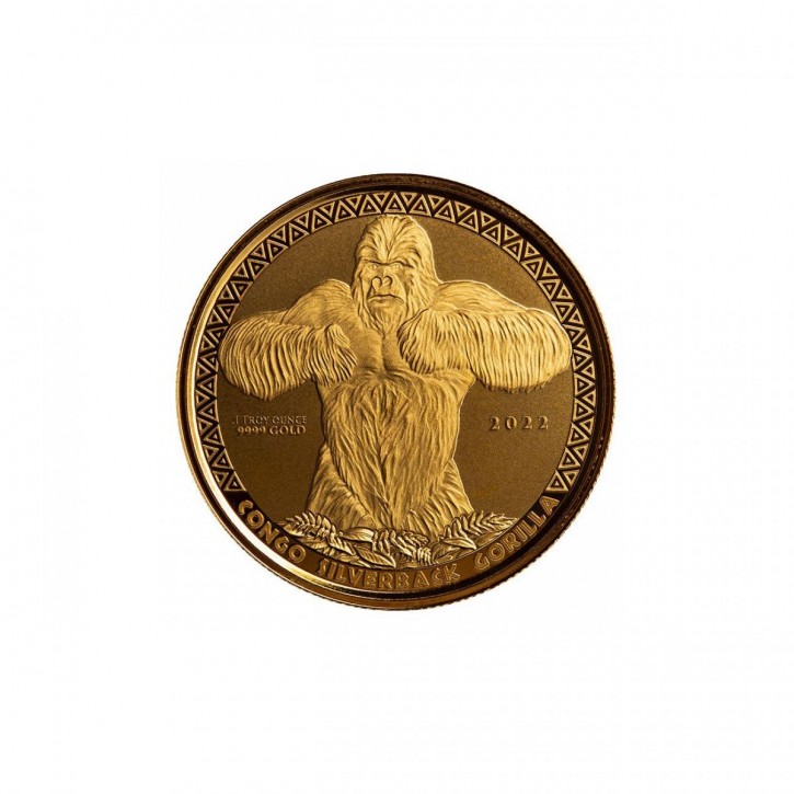 1/10 oz Gold Congo / Kongo 2022 " Gorilla " Scottsdale Mint / in Kapsel
