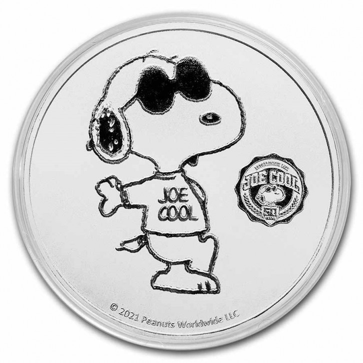 1 oz Silber 2021 Peanuts Series Snoopy / 50 years alter ego Joe Cool inkl. Kapsel - max. 5.000 ( inkl. gültiger gesetzl. Mwst )
