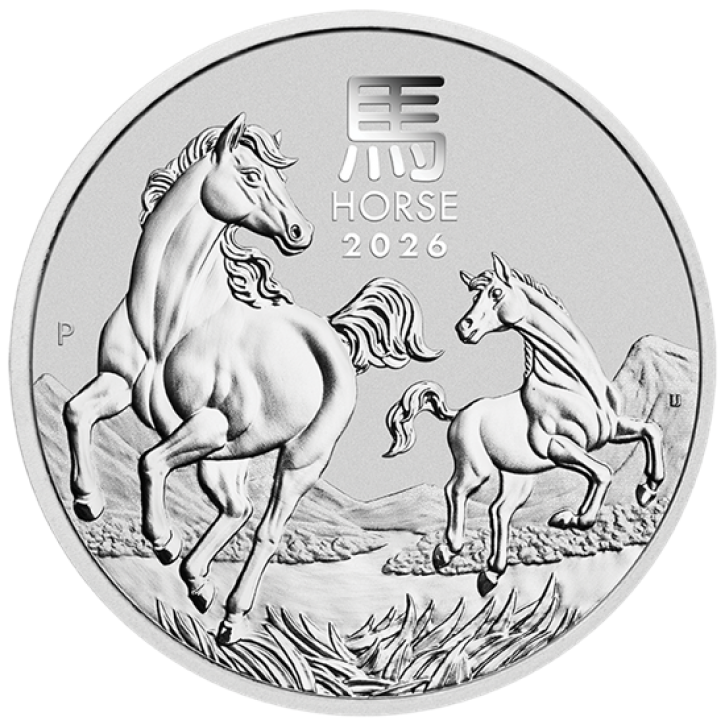 2 oz Silber Perth Mint Lunar 2026 Pferd / Horse  in Kapsel inkl. Charles III Effigy