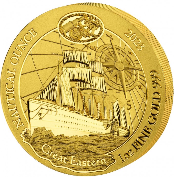 1 oz Gold Ruanda Nautical Ounce 165 Years GREAT EASTERN inkl. Box / COA - max. 100 Stück