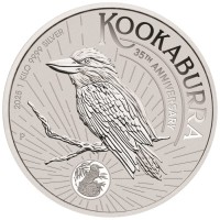 1 Kilogramm / 1000 Gramm Silber Perth Mint Kookaburra 35th Anniversary 2025 in Kapsel mit Charles III Effigy