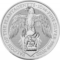 10 oz Silber Royal Mint / Queen's Beast " Falcon of the Plantagentes " in Kapsel ( diff.besteuert nach §25a UStG )