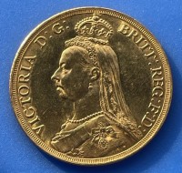 Double Sovereign 1887 Victoria mit Krone ( 14,64 Gramm Gold fein )