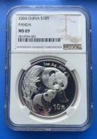 1 oz MS69 NGC Silber China Panda 2004 im Slab