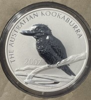 10 oz Silber Kookaburra 2007 in Kapsel ( diff.besteuert nach §25a UStG )