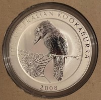 10 oz Silber Kookaburra 2008 in Kapsel ( diff.besteuert nach §25a UStG )