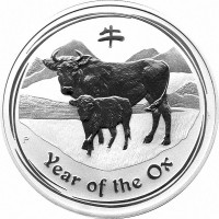 1 oz Silber Perth Mint " Lunar Ochse II 2009 " in Kapsel  ( diff.besteuert nach §25a UStG )