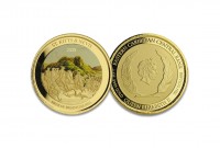 1 oz Gold Proof-colored St. Kitts & Nevis Brimstone Hill 2020 Scottsdale Mint / in Box ( Auflage 100 )
