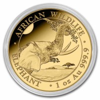 1 oz Gold Somalia Elefant " 2023 " in Kapsel