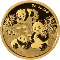 8 Gramm Gold Panda 2025 in Folie - 100 Yuan