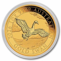 1 oz Gold Perth Mint ANNIVERSARY SWAN / SCHWAN 2026 in Original Kapsel inkl. Charles III Effigy auf der Rückseite
