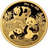 30 Gramm Gold Panda 2025 in Folie - 500 Yuan