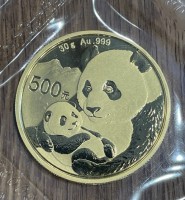 30 Gramm Gold Panda 2019 in Folie - 500 Yuan