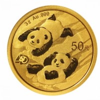 3 Gramm Gold Panda 2022 in Folie - 50 Yuan Privy 40 years