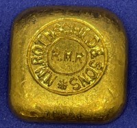 50 Gramm Gold Barren Rothschild - Bild  ( gegossen ) - Gegenstempel mit Gewicht und Feinheit