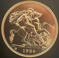 5 Pfund Sovereign 1980iger Jahre Royal Mint / 35,80 Gramm Gold fein