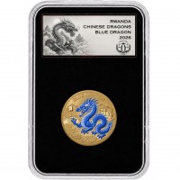1/12 oz Gold Ruanda " BLUE DRAGON "  REVERSE PROOF im SLAB - max. 88 Gesamt