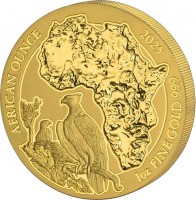 1 oz Gold Ruanda African Ounce 2025 Kampfadler / Martial Eagle inkl. Box / COA - max. 100 Stück