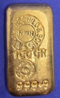 100 Gramm Gold Barren Rothschild ( gegossen ) - Montagu Gegenstempel - ( B )