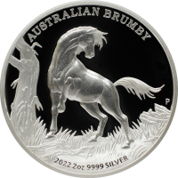 2 oz Silber High Relief Proof Australien Perth Mint " Brumby " in Kapsel 2022 - max. 1.000 Stk ( diff.besteuert nach §25a UStG )