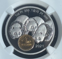 1 oz Platin PF70 Chicago Money Fair 2021 Panda im Slab inkl Slab Holder - max. 88 Stück Auflage