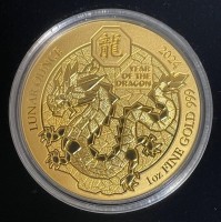 1 oz Gold Ruanda Lunar " Drache 2024  " inkl. Box / COA - max. 188 Stück
