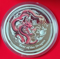 1 Kilogramm / 1000 Gramm PROOF Silber Lunar II Color Dragon in Kapsel Perth Mint - max. 500 ( diff.besteuert nach §25a UStG )