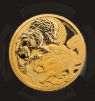 1 oz Proof Gold High Relief Black Unicorn / Eastern vs. Western Unicorn minted at China's Shanghai Mint FDI Slab  - max 188 Stk