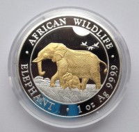 1 oz Silber Somalia " Elefant 2022 Gilded/vergolded " in Kapsel - max. 3000 ( diff.besteuert nach §25a UStG )