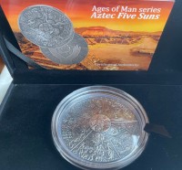 3 oz Silber Palau Ultra High Relief Smartminting in Antique finish " AZTEC FIVE SUNS "  Ages of Man Creation of World inkl. Box/COA - max 333