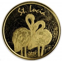 1 oz Gold BU St. Lucia 2018 " Flamingo " Scottsdale Mint / in Certi-Lock ( 2.500 Auflage )