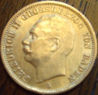 20 Mark Friedrich II Grossherzog v. Baden 1914  - 7,16 Gramm Gold fein