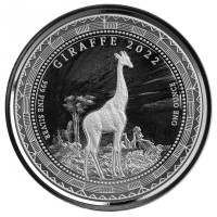 1 oz Silber Äquatorialguinea Giraffe 2022 in Kapsel auf Cardboard - Scottsdale Mint - max. 15.000