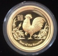 1 oz Gold Ultra High Relief 2017 Perth Mint Hahn / Rooster inkl. Box / COA