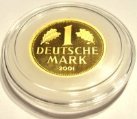 1 Goldmark 2001 Deutschland mit Kapsel ( 12 Gramm Gold fein )