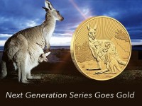 2 oz Gold Perth Mint Next Generation Series Kangaroo with Baby in Kapsel - erste Ausgabe
