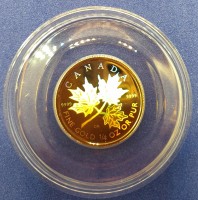 1/4 oz Gold Maple Leaf Hologramm 2001 in  Kapsel - 15.000 Auflage
