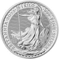 1 Kilogramm / 1000 Gramm Silber Britannia 2023 mit Chales III Effigy in Kapsel ( diff.besteuert nach §25a UStG )