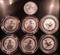 13 oz Gesamt: 6x 2 oz & 1x 1 oz Silber Perth Mint Kookaburra in Kapsel versch. Jahre (Konvolut 11) (diff-besteuert §25a UStG)