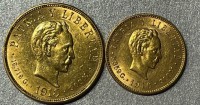 Paar : 5 + 10 Pesos Cuba  ( 0,484 oz + 0,242 oz Gold fein) - zusammen 0,726 oz Gold fein