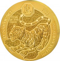 1 oz Gold Ruanda Lunar " Tiger  " inkl. Box / COA - max. 188 Stück