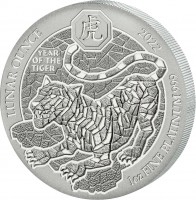 1 oz Platin Ruanda Lunar " Tiger 2022 " inkl. Box / COA - max. 88 Stk