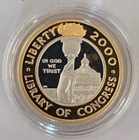 0,2509 oz Gold und 0,2509 oz Platin - 10 Dollar Proof USA 2000 LIBERTY OF CONGRESS / Münze in Kapsel - Bimetall